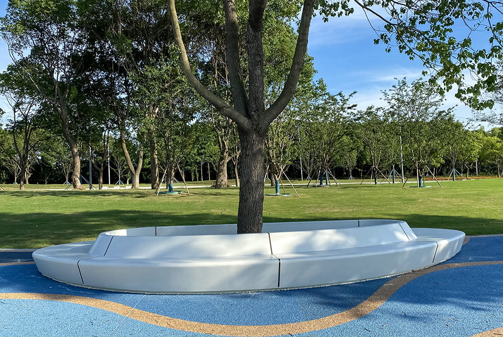 无锡尚贤河湿地公园异形树池坐凳