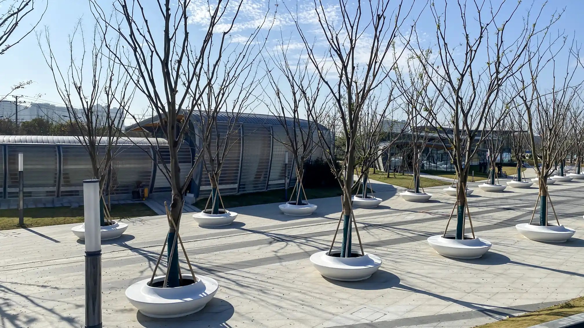 “飞碟”造型混凝土景观树池